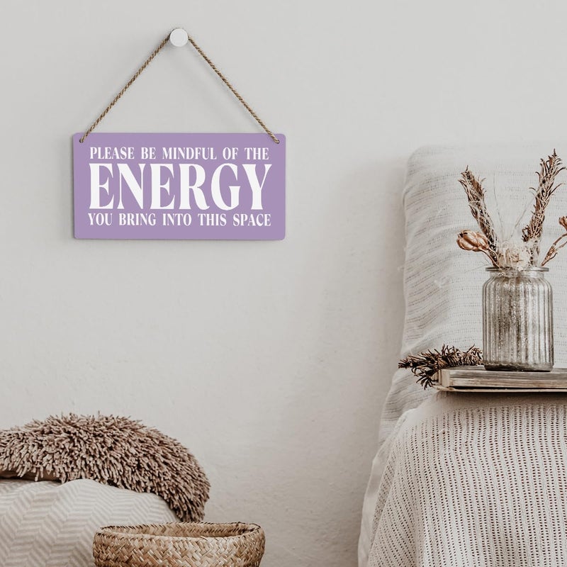 SENJIAN Purple Decor Spiritual Meditation Room Decor Inspirational Spa Decoration Positive Affirmations Wall Wood Plaque Sign Hanging Door Sign Home Office Yoga Room Decoration - Image 5