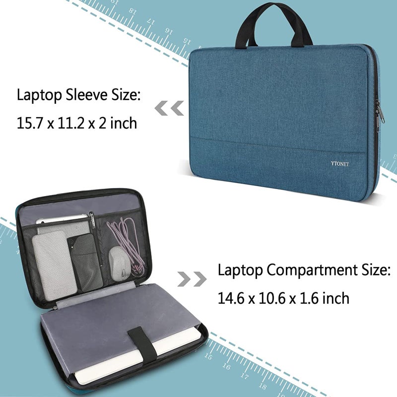 Ytonet Laptop Sleeve Case 15.6 Inch, Slim Water Resistant TSA Carrying Case with Handle, Protective Laptop Cover Compatible with HP Dell Lenovo Asus Notebooks, Gifts for Men Women, Deep Teal - Image 3