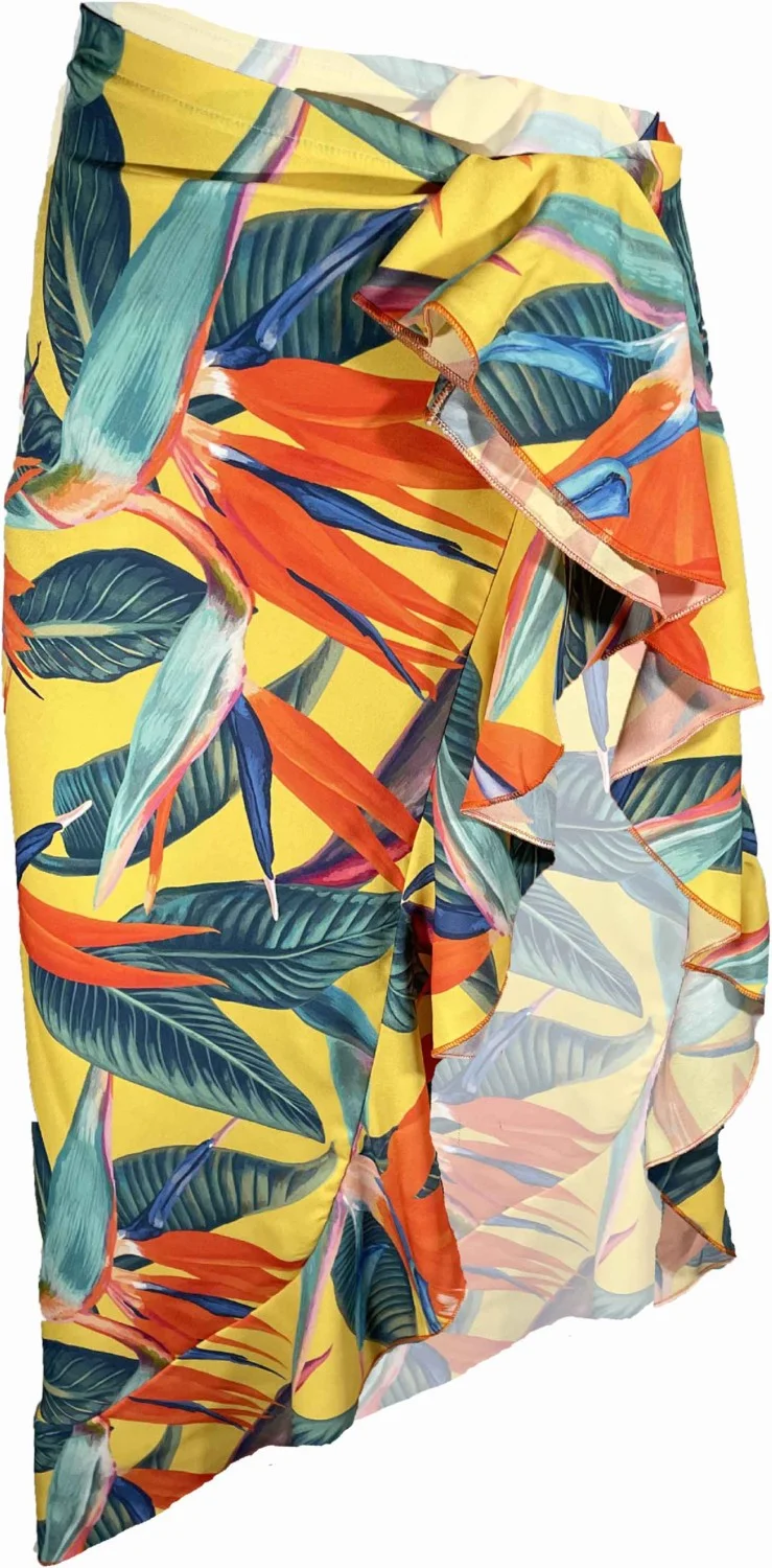 بولدر Allora Yellow Flower Pattern Ruffle Pareo