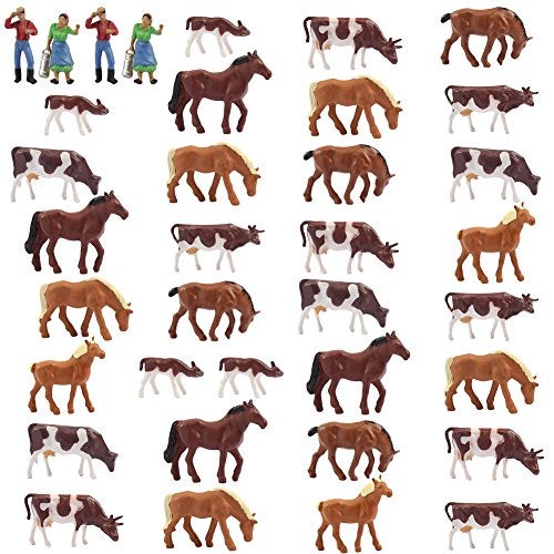 Evemodel Farm Animals Figure SetAN8706 36PCS 187 Well Painted Farm Animals Cows Horses Figures for HO Scale Model Train Scenery Layout Miniature Landscape New - Image 1