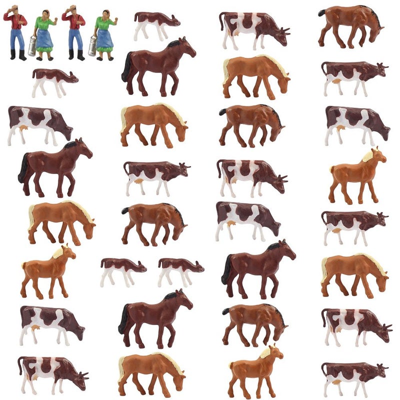 Evemodel Farm Animals Figure SetAN8706 36PCS 187 Well Painted Farm Animals Cows Horses Figures for HO Scale Model Train Scenery Layout Miniature Landscape New - Image 2