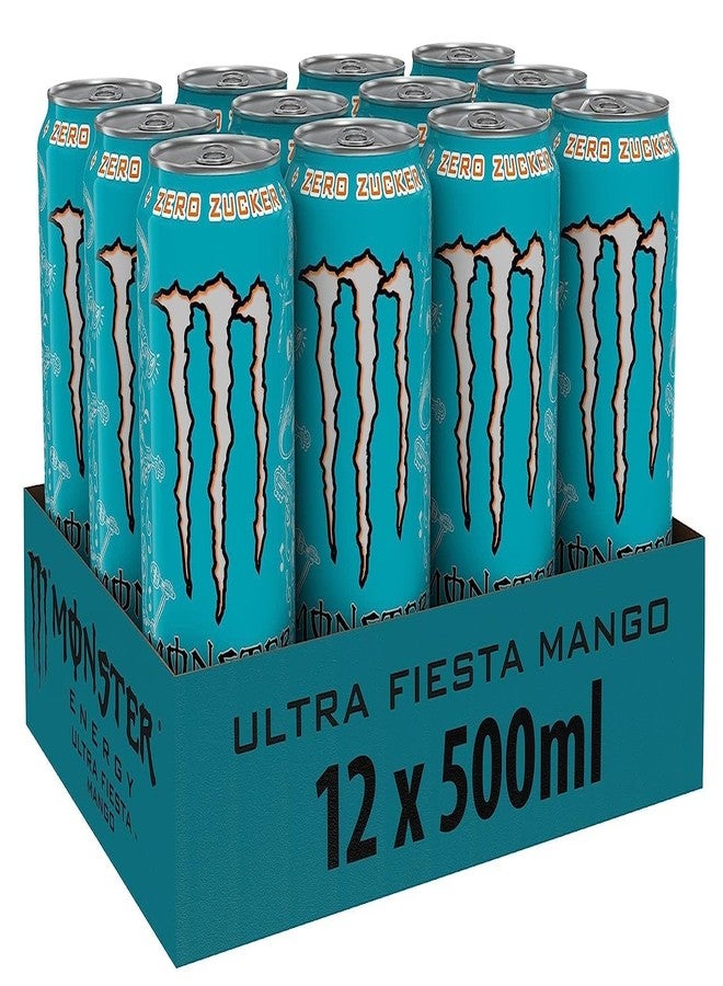 Monster Energy Drink Ultra Fiesta Mango Zero Sugar Energy Drink, 500ml Can, Pack of 3 (Product Of USA) - Image 3