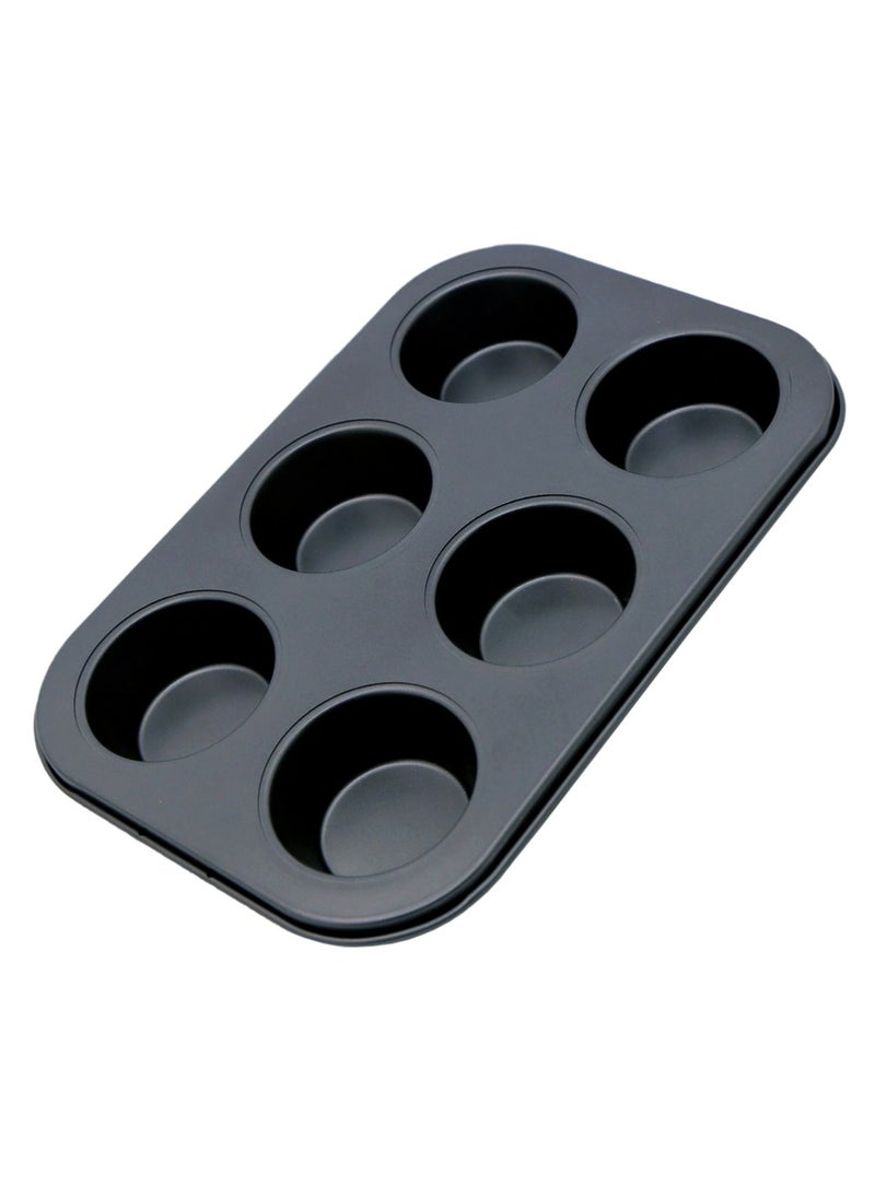 BASURRAH 6 Cup Mini Muffun Pan Black 
