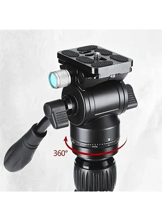Black Mini Damping Hydraulic Metal Pan Camera Tripod Professional Photography Outdoor 360 Panoramic - Image 2