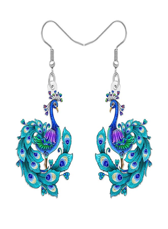 DALANE Acrylic Fun Blue Peacock Gifts Designer Dangle Earrings for Women Nature Inspired Cute Bird Dangling Earrings Hypoallergenic Jewelry for Bird Lovers Birthday Party Charms (Green) - Image 1