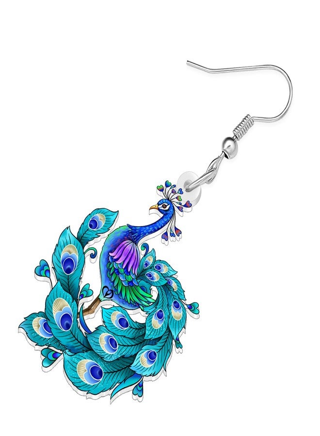 DALANE Acrylic Fun Blue Peacock Gifts Designer Dangle Earrings for Women Nature Inspired Cute Bird Dangling Earrings Hypoallergenic Jewelry for Bird Lovers Birthday Party Charms (Green) - Image 4