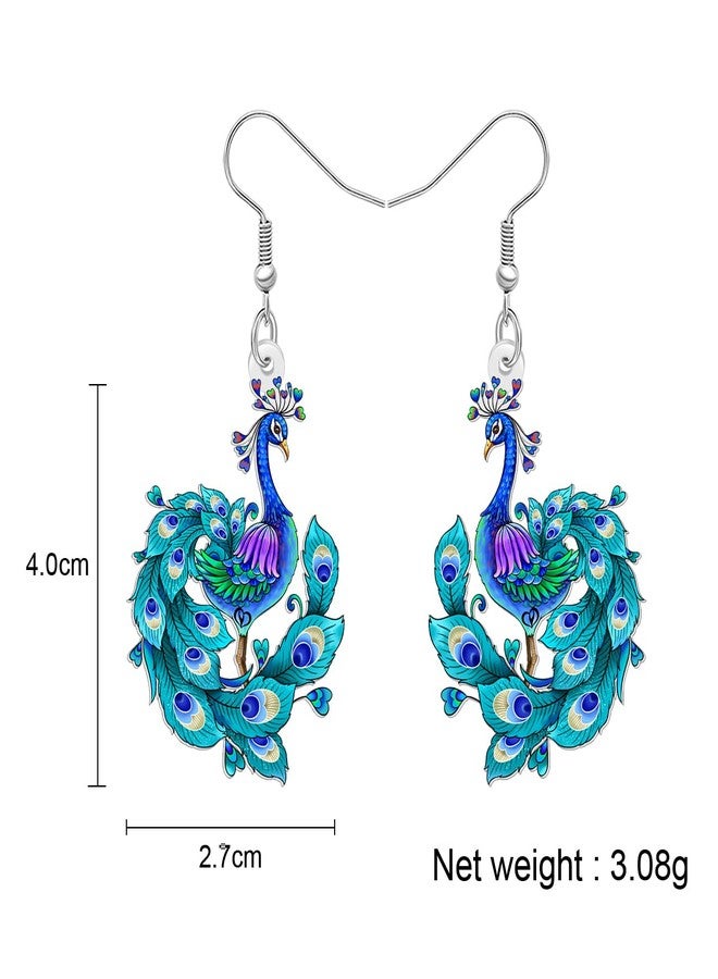 DALANE Acrylic Fun Blue Peacock Gifts Designer Dangle Earrings for Women Nature Inspired Cute Bird Dangling Earrings Hypoallergenic Jewelry for Bird Lovers Birthday Party Charms (Green) - Image 5