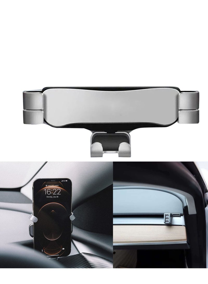 SYOSI Fit Tesla Model 3 Model Y Phone Holder Gravity Car Phone Mount Adjustable Car Phone Mount for 2021 Model 3/Y Accessories, Silver - Image 1
