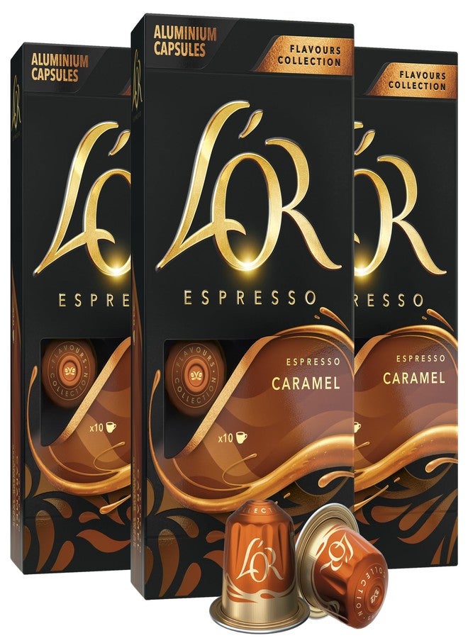 L'OR Espresso Capsules, 30 Count Caramel, Single-Serve Aluminum Coffee Capsules Compatible with the L'OR BARISTA System & *Nespresso Original Machines - Image 1