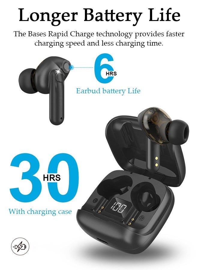 DUNISO Wireless Headphones Bluetooth Waterproof Earphones with Mic Wireless Charging Case LED Power Display and Touch Control for Running Sport Gym - Image 3