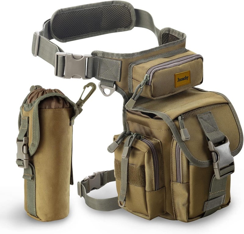 Jueachy Drop Leg Bag for Men Tactical Metal Detecting Thigh Pack with Water Bottle Pouch - Image 1