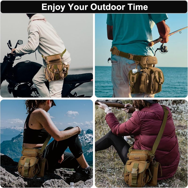 Jueachy Drop Leg Bag for Men Tactical Metal Detecting Thigh Pack with Water Bottle Pouch - Image 4
