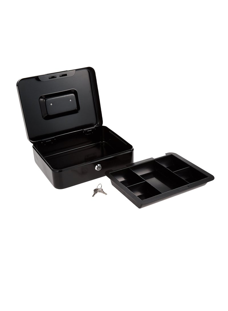 ATLAS صندوق نقدي فولاذي مع صينية وقفل بحجم 250X200x90 مم باللون الأسود - Image 2