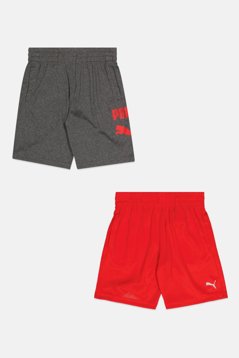 PUMA Toddlers Boy 2 Pieces Brand Logo Shorts, Red/Grey  - Image 1