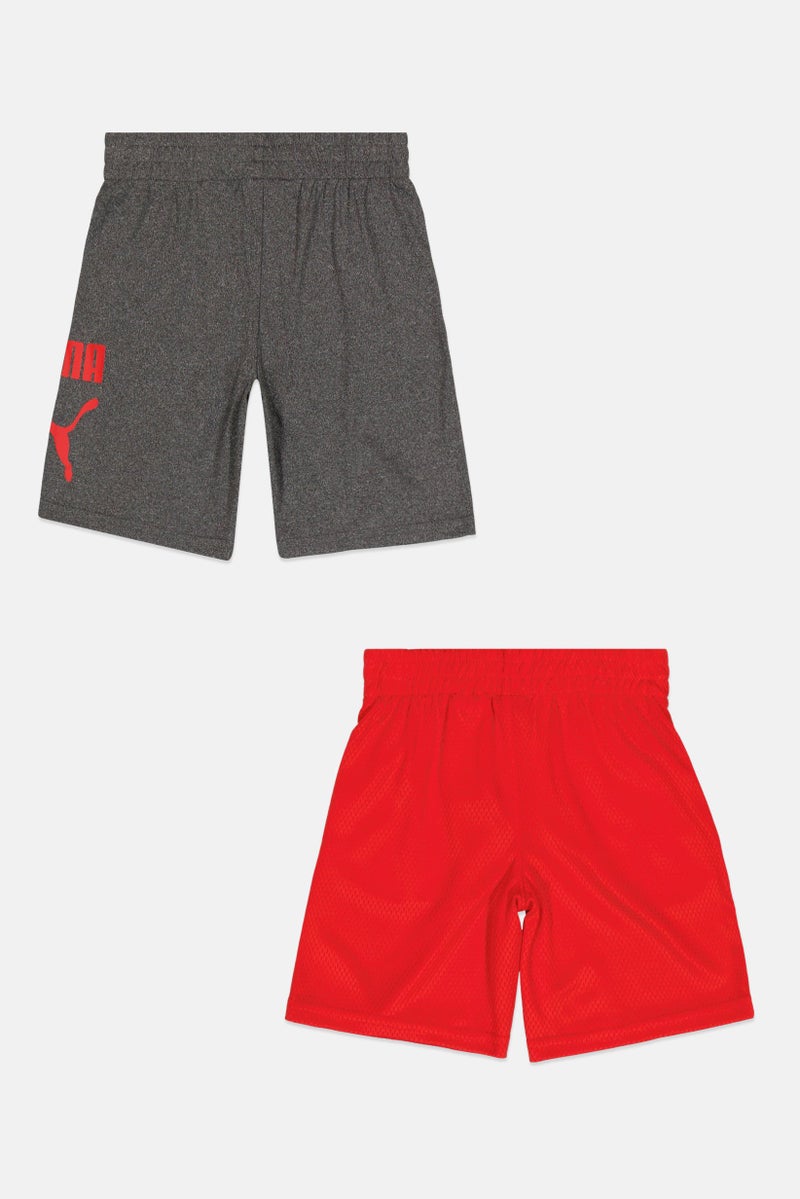 PUMA Toddlers Boy 2 Pieces Brand Logo Shorts, Red/Grey  - Image 2