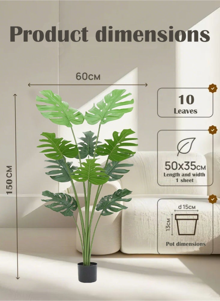 PHISMA 150 CM Artificial Trees, Artificial Banana Tree With Perfect Faux Tropical Leaf, Lifelike Artificial Tree For Modern Home Decoration Indoor And Outdoor, Artificial Tree For Office And Housewarming Artificial Bird of Paradise Tree with Pot, Light up the space - Image 2