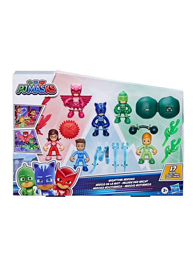 PJMASKS - Pj Masks Nighttime Heroes Figure Set Preschool Toy 6 Action Figures And 11 Accessories For Kids Ages 3 And Up - Image 1