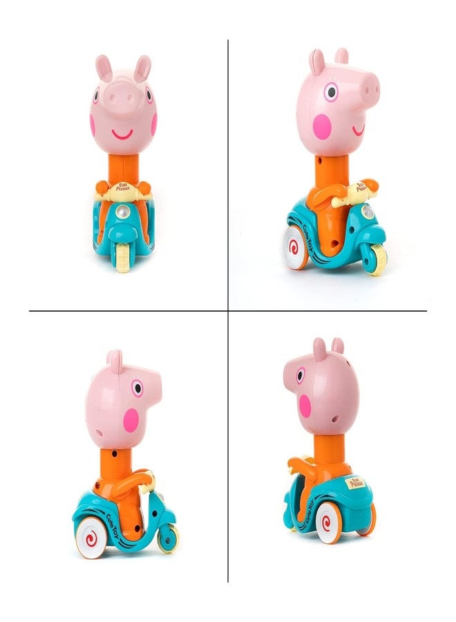 Fezeedi Unbreakable Peppa Pig Design Cartoon Toy Press and Go, Pull Along Friction Toy Pressure Friction Toddler Scooter Toy for Kids, Baby Boy & Girl Multicolor, Pack of: 1 - Image 2