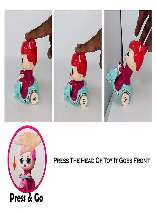 Fezeedi Unbreakable Peppa Pig Design Cartoon Toy Press and Go, Pull Along Friction Toy Pressure Friction Toddler Scooter Toy for Kids, Baby Boy & Girl Multicolor, Pack of: 1 - Image 3