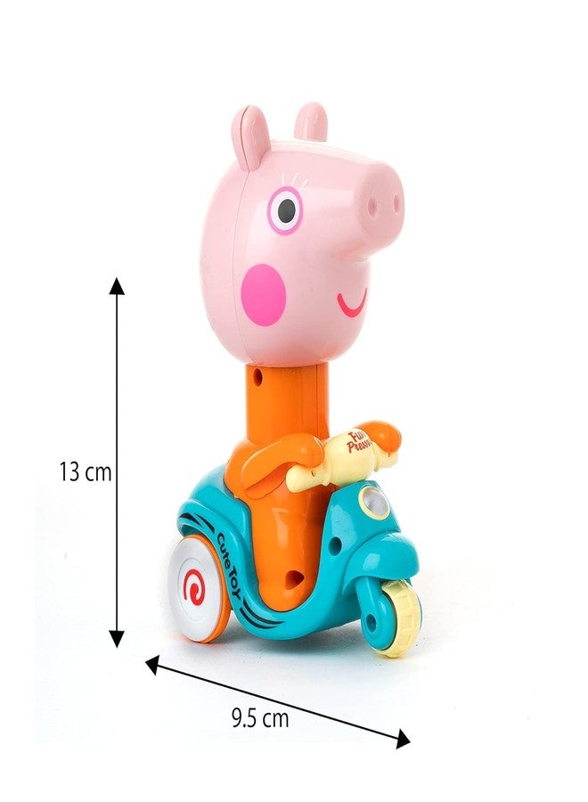 Fezeedi Unbreakable Peppa Pig Design Cartoon Toy Press and Go, Pull Along Friction Toy Pressure Friction Toddler Scooter Toy for Kids, Baby Boy & Girl Multicolor, Pack of: 1 - Image 4