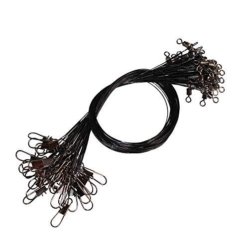 Laxygo 60pcs Fishing Wire Leaders Nylon-Coated Fishing Line Wire Leaders with Swivels and Snaps 6inch, 9inch, 12inch - Image 1