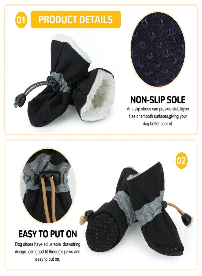 Fecialy Dog Shoes for Winter Dogs Boots & Paw Protector Warm Snow Booties Small Medium Dogs Puppies with Reflective Strip Anti-Slip Rubber Sole, Pack of 4, Size7 - Image 3
