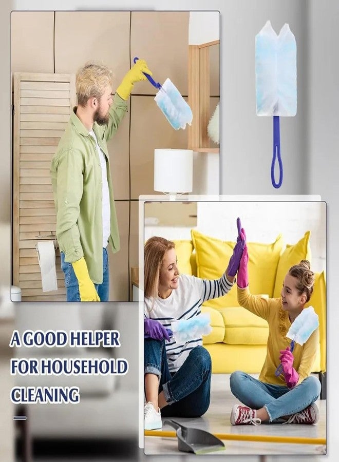 JMIATRY 100PCS Disposable Duster Refills for Swiffer Duster Pads 180 Degree Heavy Duty Dusters Refill with Adjustable Handle Disposable Dusters for Cleaning Home, Office (Blue & White) - Image 5