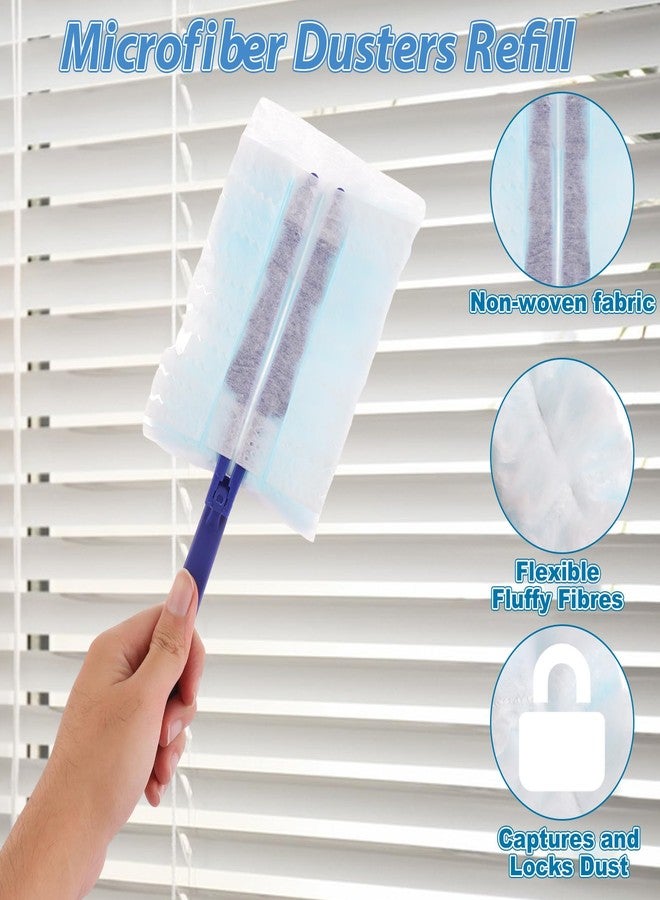 JMIATRY 100PCS Disposable Duster Refills for Swiffer Duster Pads 180 Degree Heavy Duty Dusters Refill with Adjustable Handle Disposable Dusters for Cleaning Home, Office (Blue & White) - Image 3
