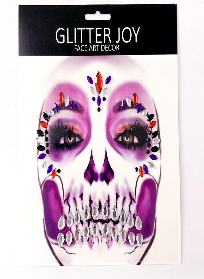 Kotbs Halloween Skeleton Face Gems - 6 Pack Skull Face Jewels Rhinestone - Image 2