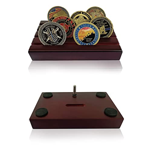ASmileIndeep Small Military Challenge Coins Display Holder Solid Wood,Challenge Coin Stand Holds 10-12 Coins ,4 Row Coin Holder Rack for Desk, Challenge Coin Display Case ,Red Finish - Image 5