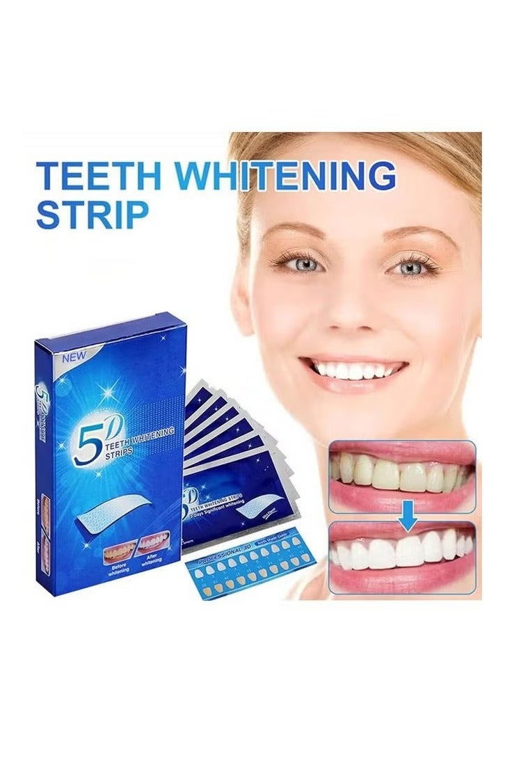 إيلهو تبييض الأسنان البيضاء 5D شرائط العناية بنظافة الفم للأسنان الزائفة هلام نظام تبييض الأسنان ، شرائط تبييض الأسنان ، مجموعة أدوات تبييض الأسنان ، لمقاهي الصودا القهوة والبقع الصفراء ، 7 مجموعات - Image 1