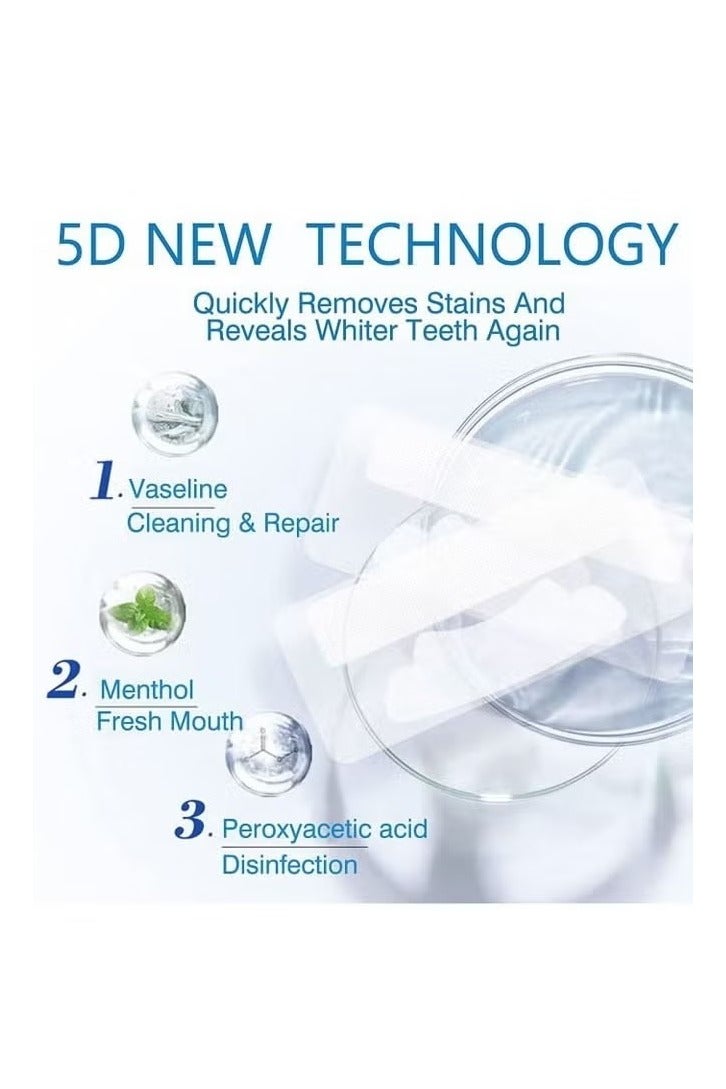 إيلهو تبييض الأسنان البيضاء 5D شرائط العناية بنظافة الفم للأسنان الزائفة هلام نظام تبييض الأسنان ، شرائط تبييض الأسنان ، مجموعة أدوات تبييض الأسنان ، لمقاهي الصودا القهوة والبقع الصفراء ، 7 مجموعات - Image 2