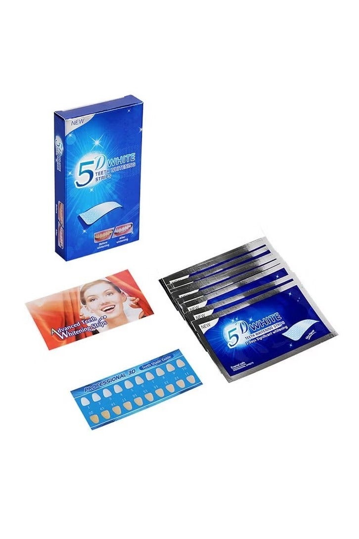إيلهو تبييض الأسنان البيضاء 5D شرائط العناية بنظافة الفم للأسنان الزائفة هلام نظام تبييض الأسنان ، شرائط تبييض الأسنان ، مجموعة أدوات تبييض الأسنان ، لمقاهي الصودا القهوة والبقع الصفراء ، 7 مجموعات - Image 4