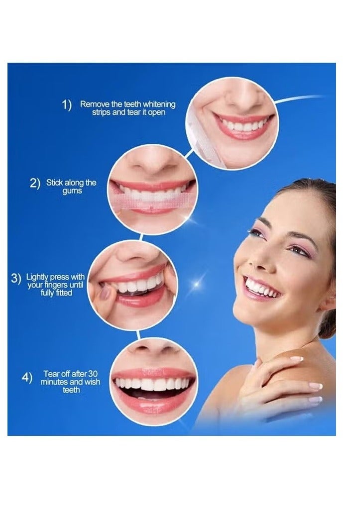 إيلهو تبييض الأسنان البيضاء 5D شرائط العناية بنظافة الفم للأسنان الزائفة هلام نظام تبييض الأسنان ، شرائط تبييض الأسنان ، مجموعة أدوات تبييض الأسنان ، لمقاهي الصودا القهوة والبقع الصفراء ، 7 مجموعات - Image 5