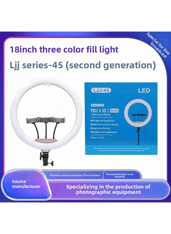 Generic Beauty Enhancing LED Ring Light For Selfie And Video Photography 14 Inch 18 Inch 21 Inch 22 Inch Mobile Phone Lighting-Specifications:(LJJ-second Generation) 18-inch Three-color Fill Light  - Image 1