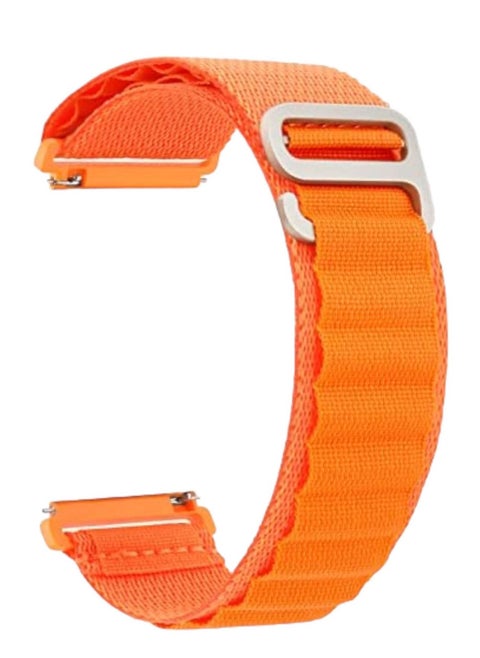 20mm Stretch Nylon Metal Alpine Loop Woven Strap For Samsung Galaxy Watch 4/5/5 Pro With Titanium G Hook  Orange