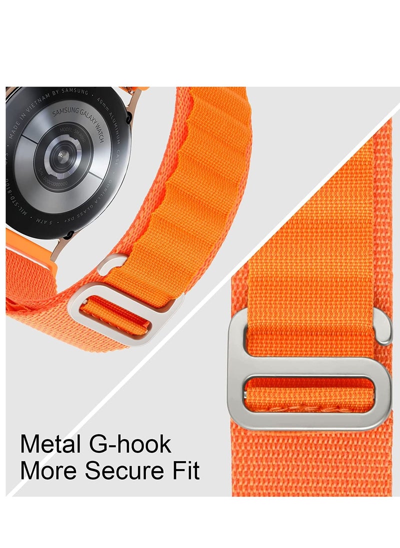 Generic - 20mm Stretch Nylon Metal Alpine Loop Woven Strap For Samsung Galaxy Watch 4/5/5 Pro With Titanium G Hook  Orange - Image 1
