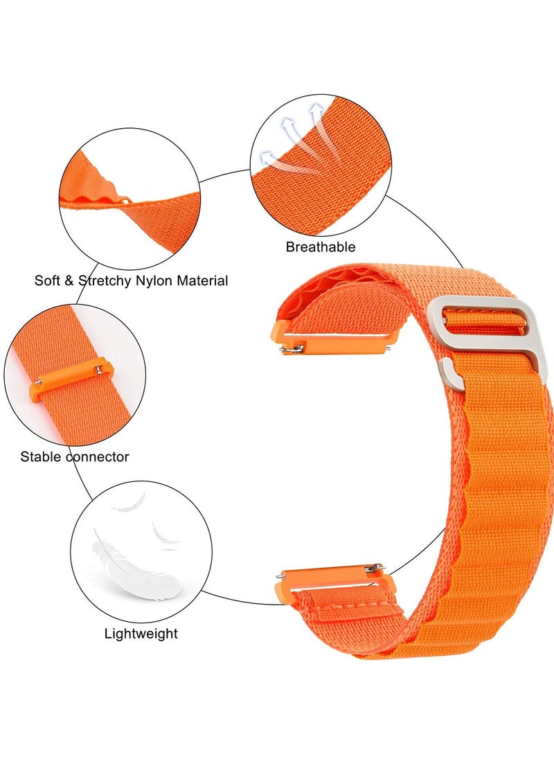 Generic - 20mm Stretch Nylon Metal Alpine Loop Woven Strap For Samsung Galaxy Watch 4/5/5 Pro With Titanium G Hook  Orange - Image 1