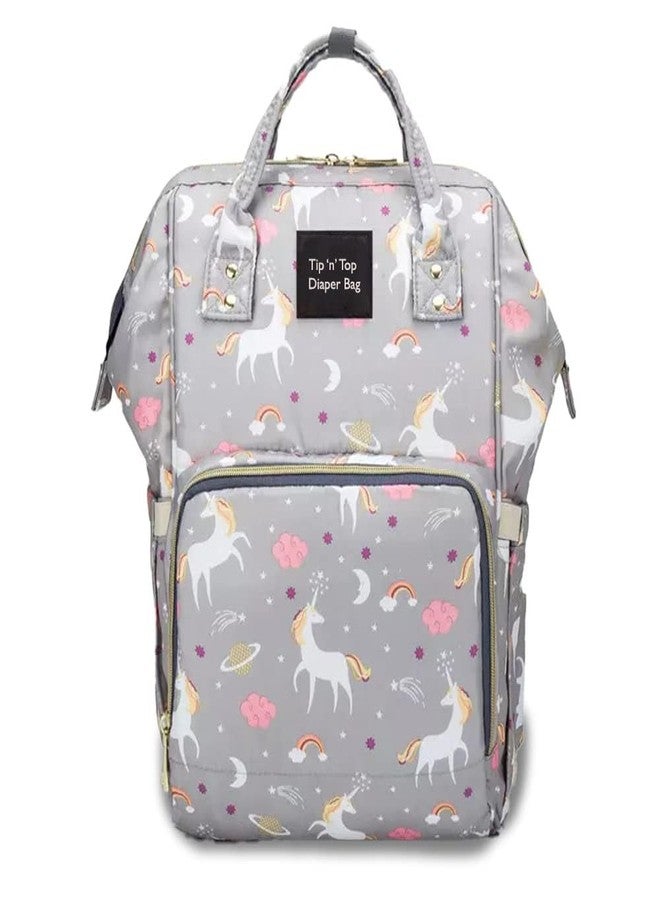 Divine Mart Baby Diaper Bag Kids Travelling Bag with Insulated Bottle Pockets for Toddlers & Infants (Unicorn Grey) - Image 1