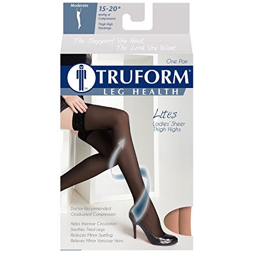 Truform Sheer Compression Stockings, 15-20 mmHg, Women's Thigh High Length, 20 Denier, Nude, Small - Image 4