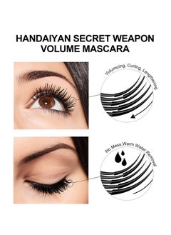 هاندايان ماسكارا سوداء كثيفة وطويلة مقاومة للماء ذات حجم كبير، ماسكارا مكياج غير لامعة، طول مكثف، مجعد ورفيع، تطويل مقاومة للتلطخ ولا تتكتل، سهلة الاستخدام لأفضل رموش غراندي  - Image 3
