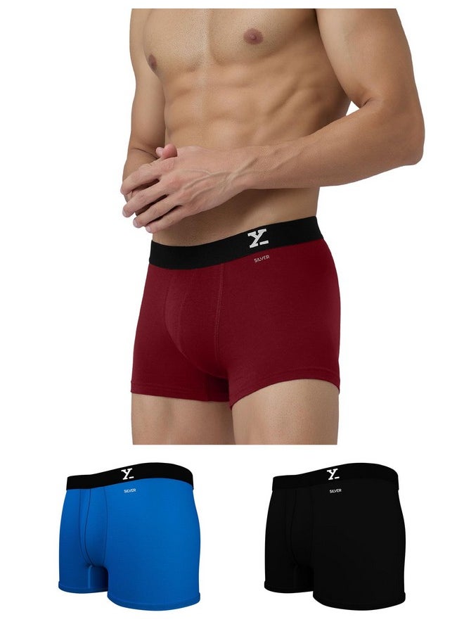 XYXX XYXX Cotton Relaxed Solid (Pack of 3) (Aero Trunks for Men Combo_Black+Dark Maroon+Brilliant Blue_L)  - Image 1