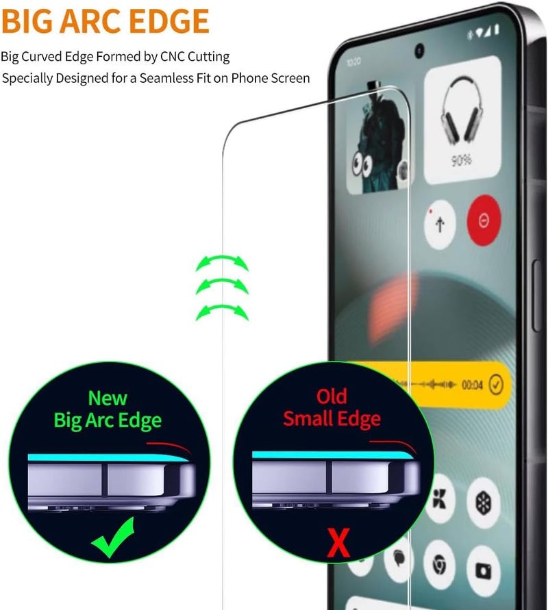 إنكاي حامي شاشة ENKAY Nothing Phone 3a Lite من الزجاج المقوى لجهاز Nothing Phone 3a Lite، فيلم واقي من الألومنيوم-السيليكون بحافة قوس كبيرة شفاف - Image 2