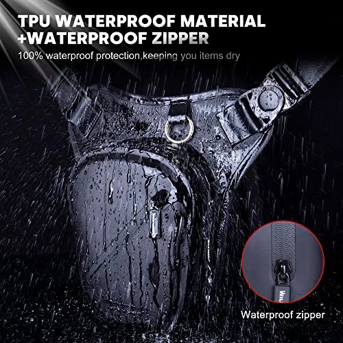 WILD HEART Waterproof Motorcycle Thigh Bag, Versatile Chest/Leg/Tool/Shoulder/Messenger/Waist Bag TPU with Rope for Outdoor Activities (Black) - Image 2