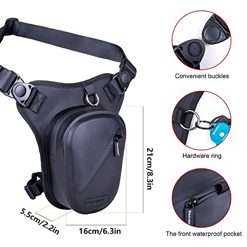 WILD HEART Waterproof Motorcycle Thigh Bag, Versatile Chest/Leg/Tool/Shoulder/Messenger/Waist Bag TPU with Rope for Outdoor Activities (Black) - Image 3