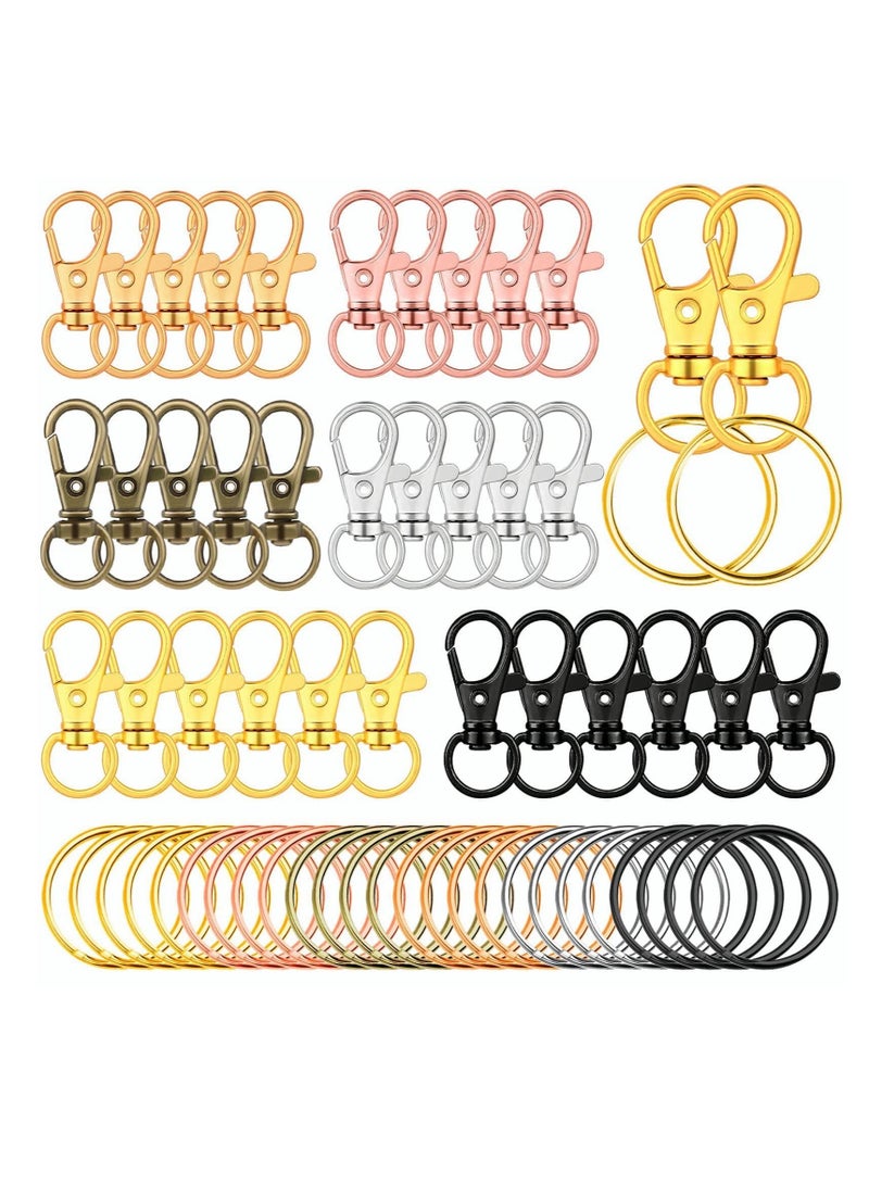 SYOSI 120pcs Key Chain Clip Hooks, Swivel Clasps Lanyard Snap Hook with Key Rings, Keychain Hooks for Lanyard, Purse and Crafting - Image 1