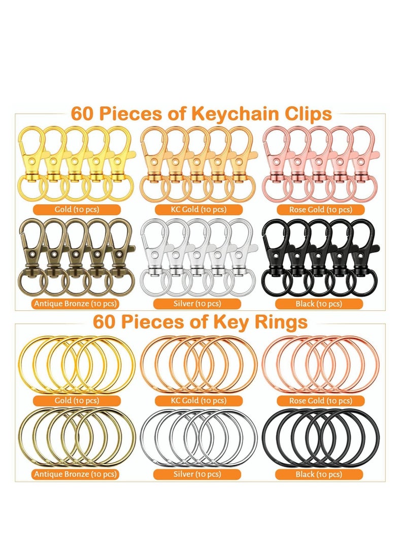 SYOSI 120pcs Key Chain Clip Hooks, Swivel Clasps Lanyard Snap Hook with Key Rings, Keychain Hooks for Lanyard, Purse and Crafting - Image 4