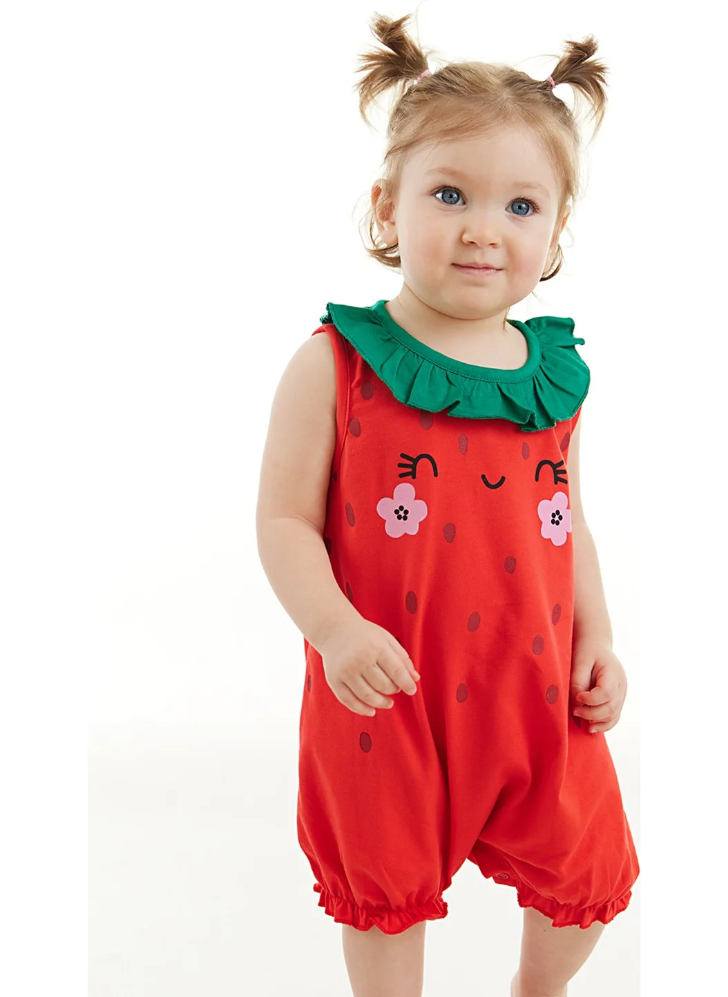 دينوكيدس Sweet Strawberry Baby Girl Cotton Summer Overalls