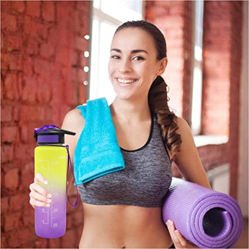 JUGTE Plastic Water Bottles 1 Litre Sipper Bottle For Adults Motivational Water Bottle Sipper With Straw & Time For Gym Office School Home Water Bottle For Kids (Purple) - Image 5
