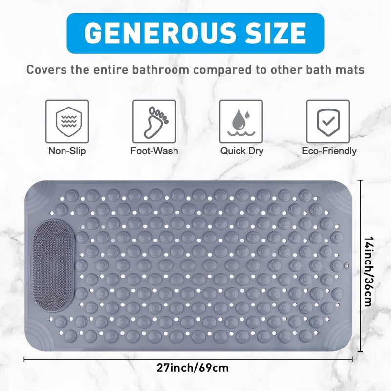 BRAVIK Shower Mat Non Slip Bathtub Mat with Suction Cups and Drain Holes Bath Mat Anti Slip for Kids Elderly with Foot Scrubber Massage - Image 4